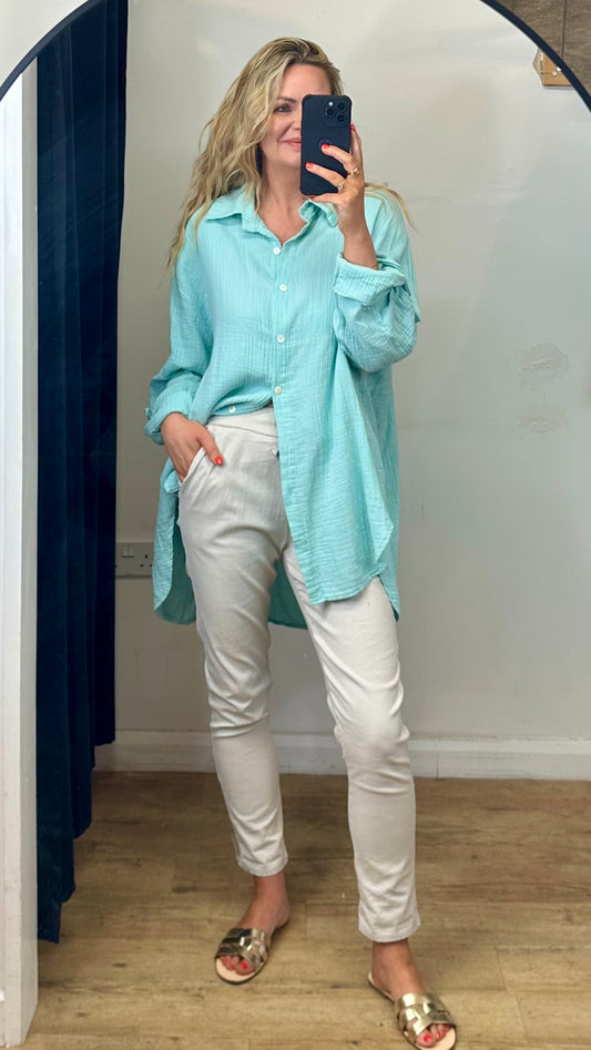 Oversized cheesecloth shirt - Mint Green Colour