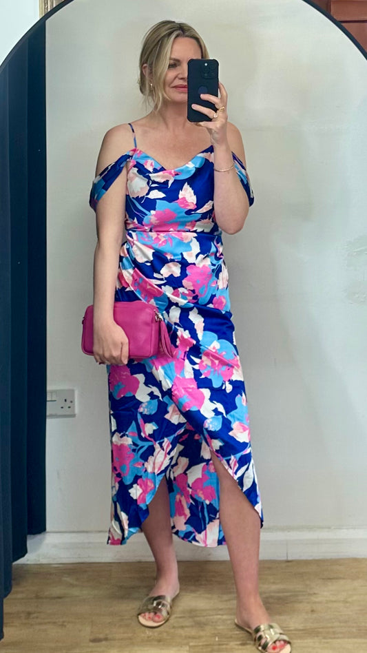 Ruched detail satin midi dress