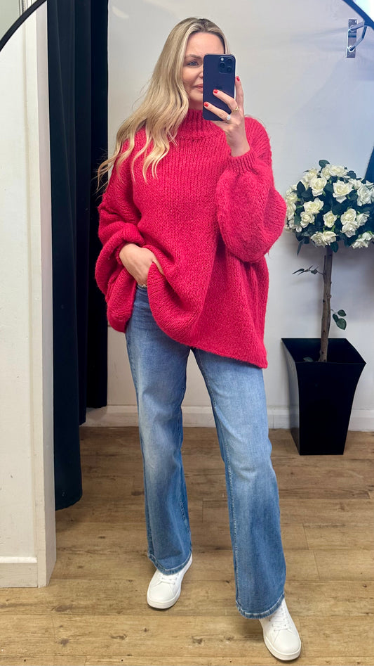 Hot Pink chunky knit jumper
