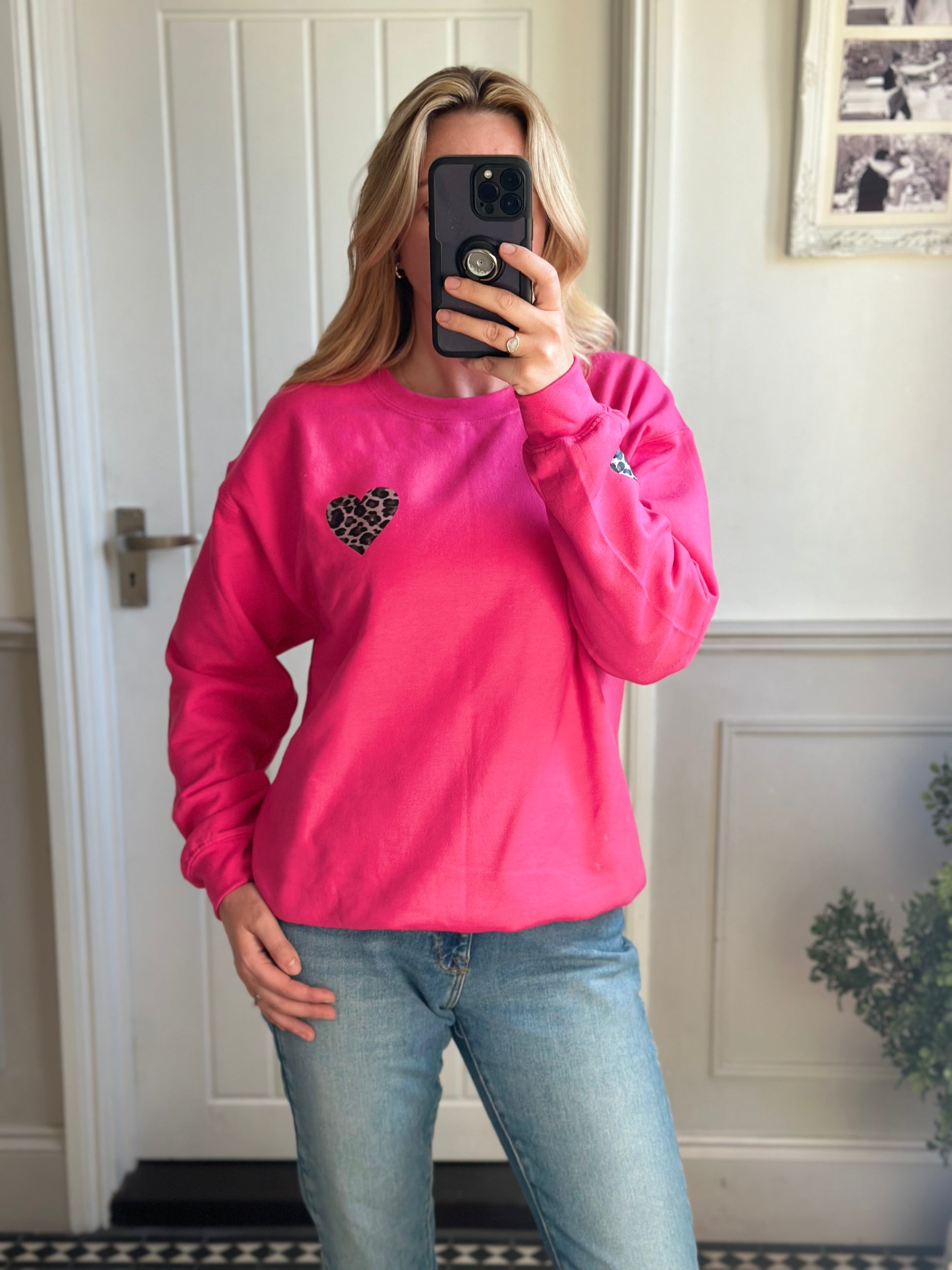 Love Heart Jumper Pink Black colour