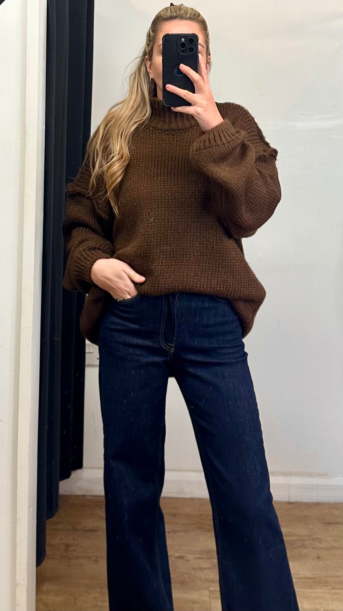 Brown chunky knit jumper