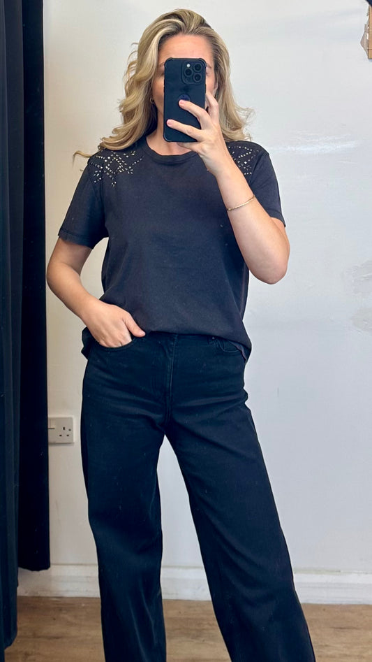 Washed Black Stud T-shirt