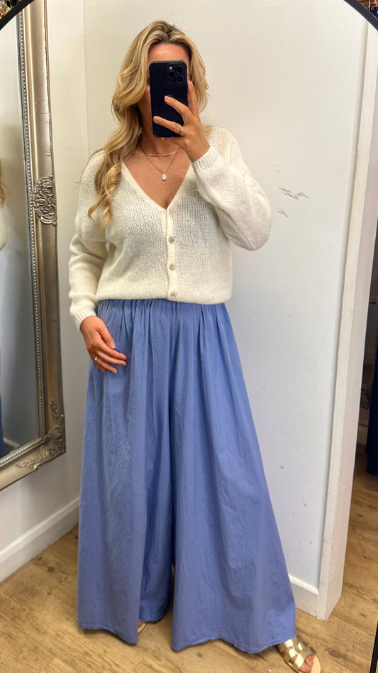 Palazzo Cotton Trousers - Baby Blue Colour
