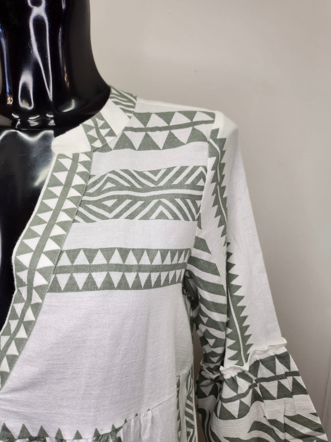 Green aztec tunic dress - 100% Organic cotton