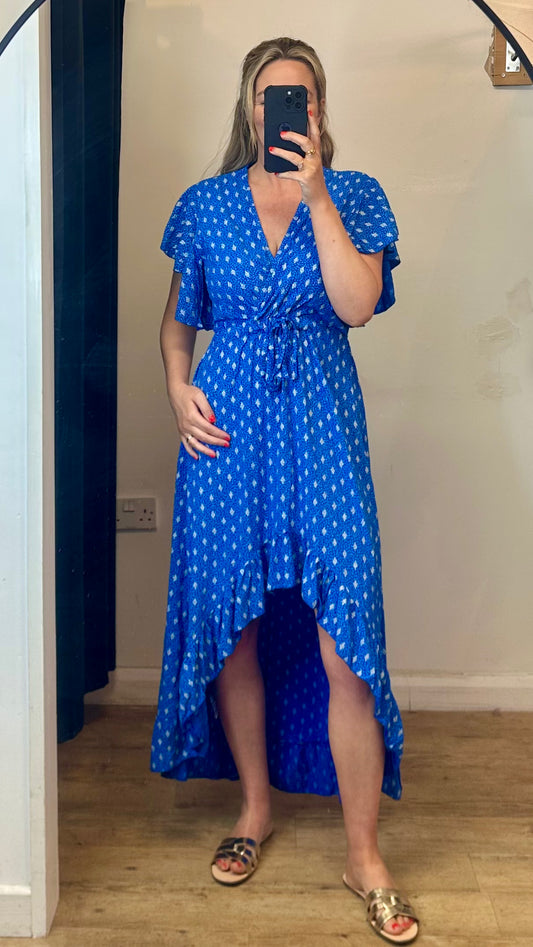 Blue frill hem dress