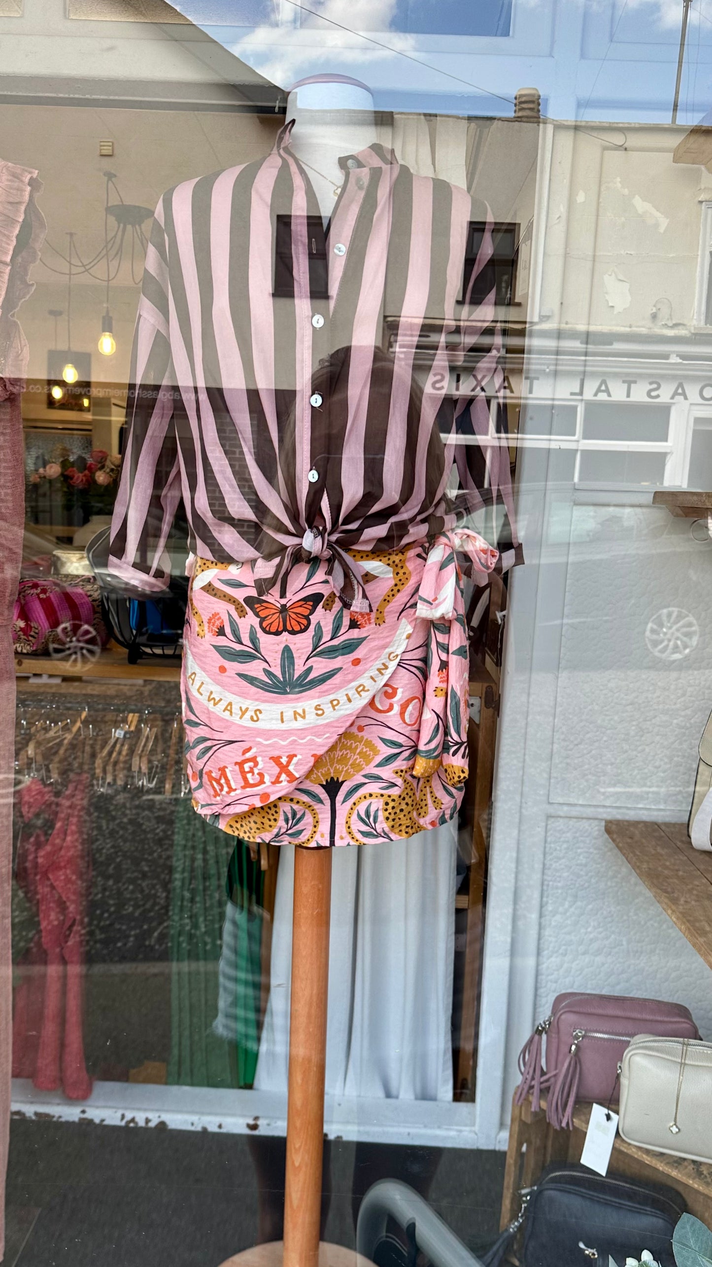 Print Wrap Mini Skirt - Pink Mexico