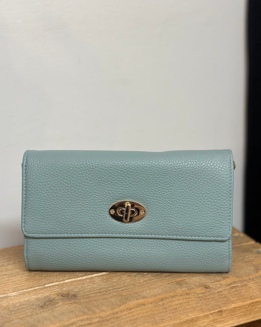 Clutch Purse with detachable strap - Pale Blue Colour