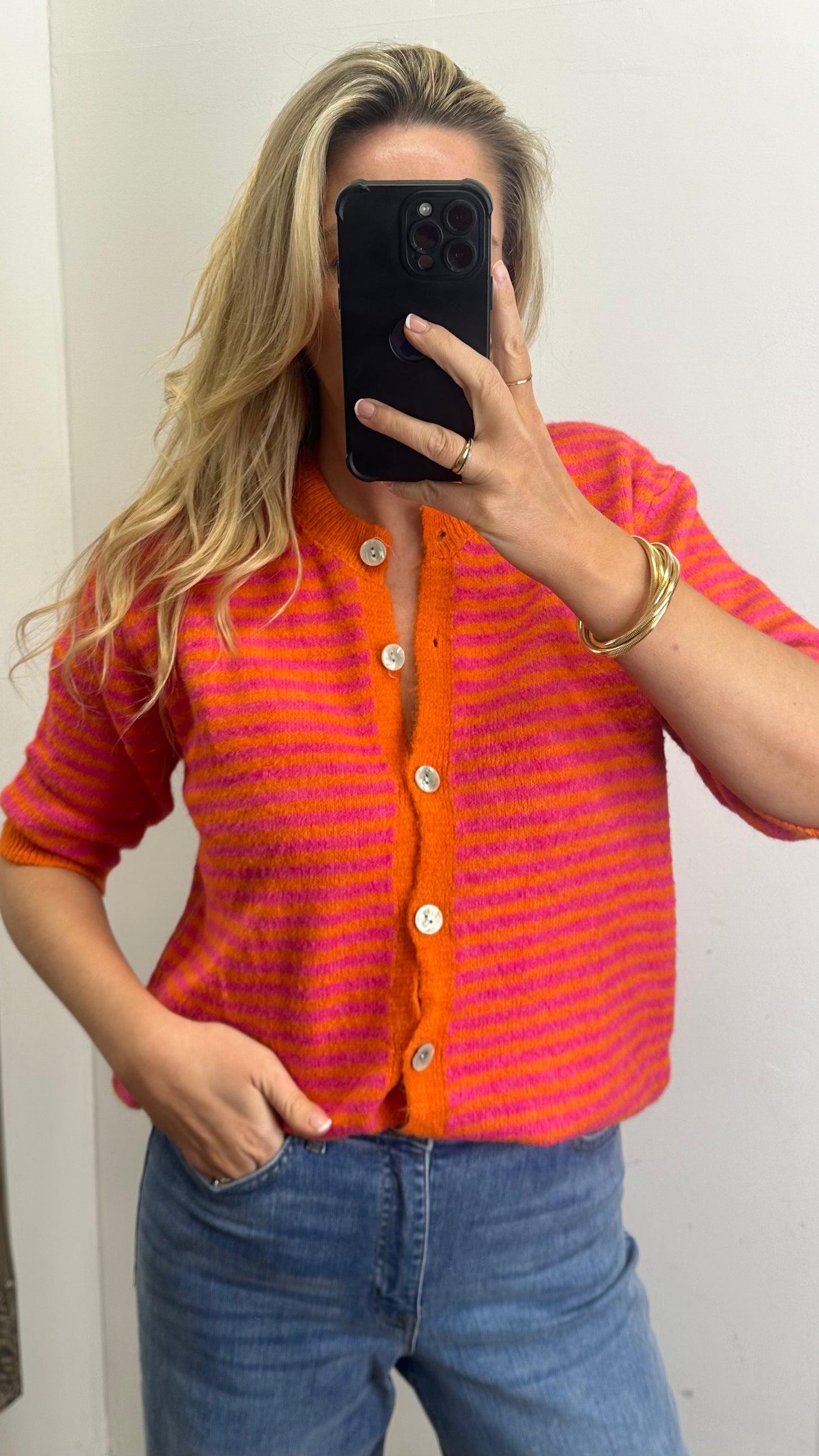 Orange / Pink Stripe Cardigan