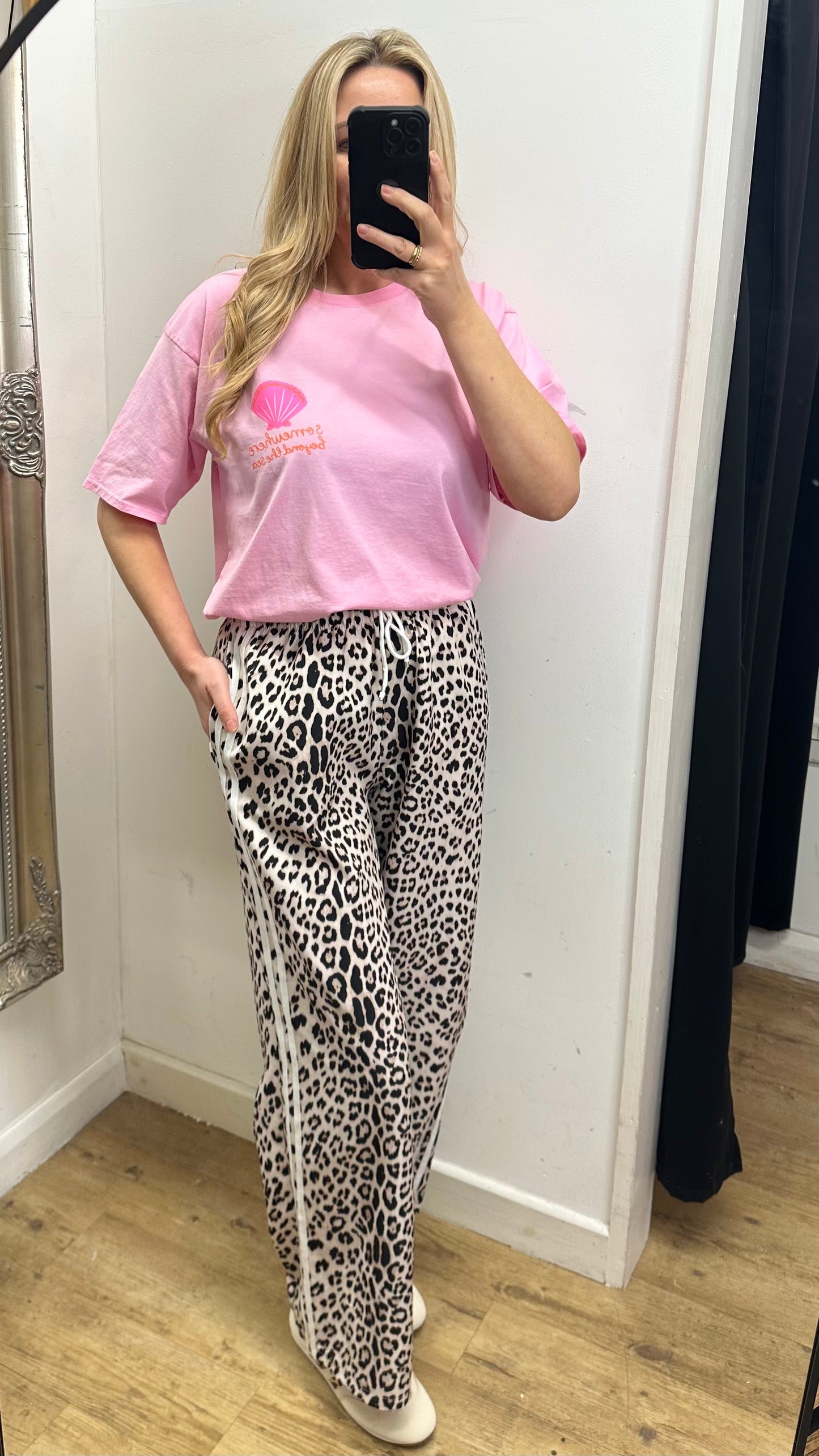 Animal Print Trousers - Cream Colour