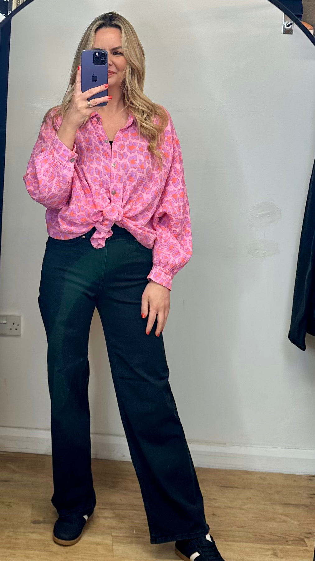 Pink leopard print shirt
