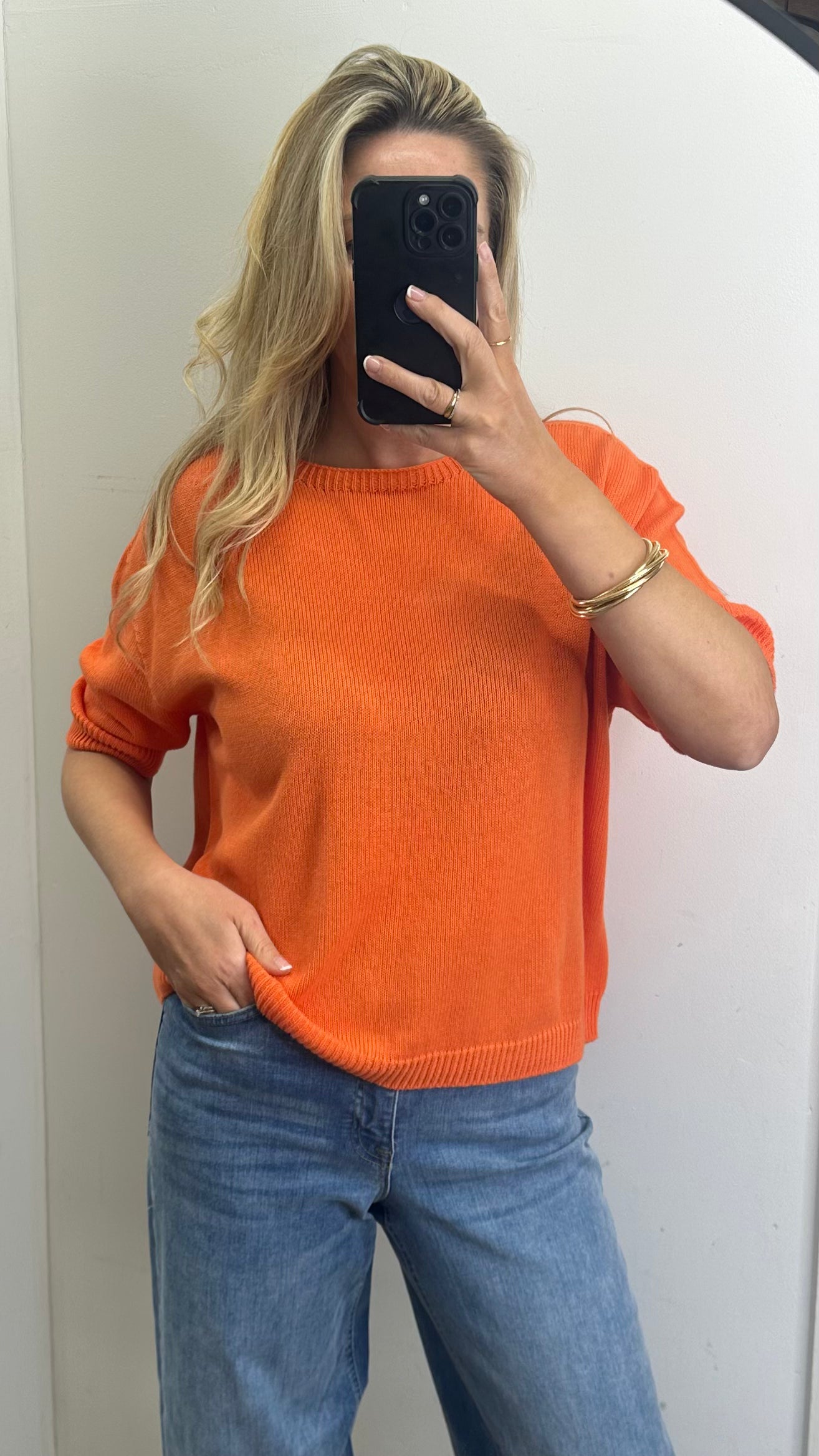Orange Short Sleeve Knit - 100% Cotton