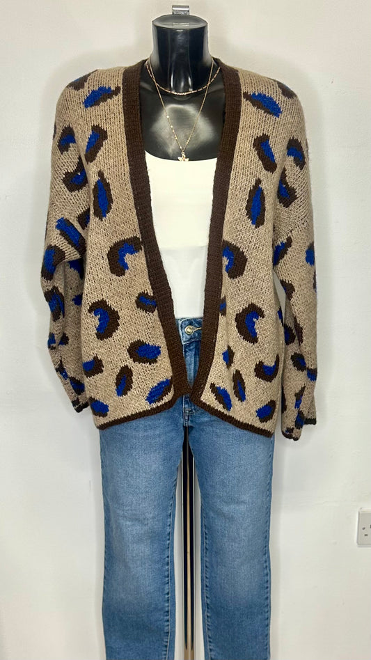 Animal Blue/Brown Print Cardigan