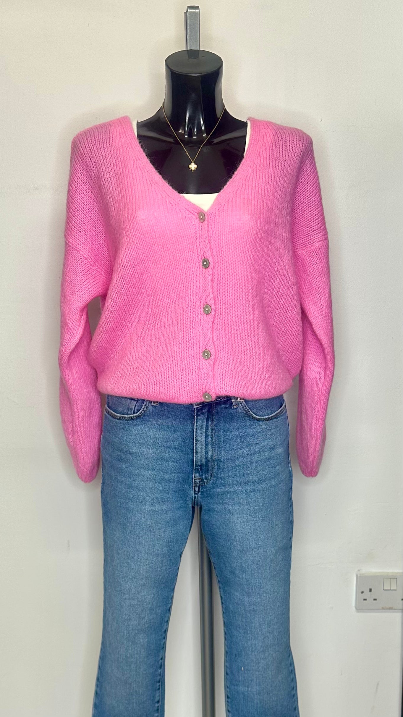 Mohair Cardigan - Baby Pink Colour