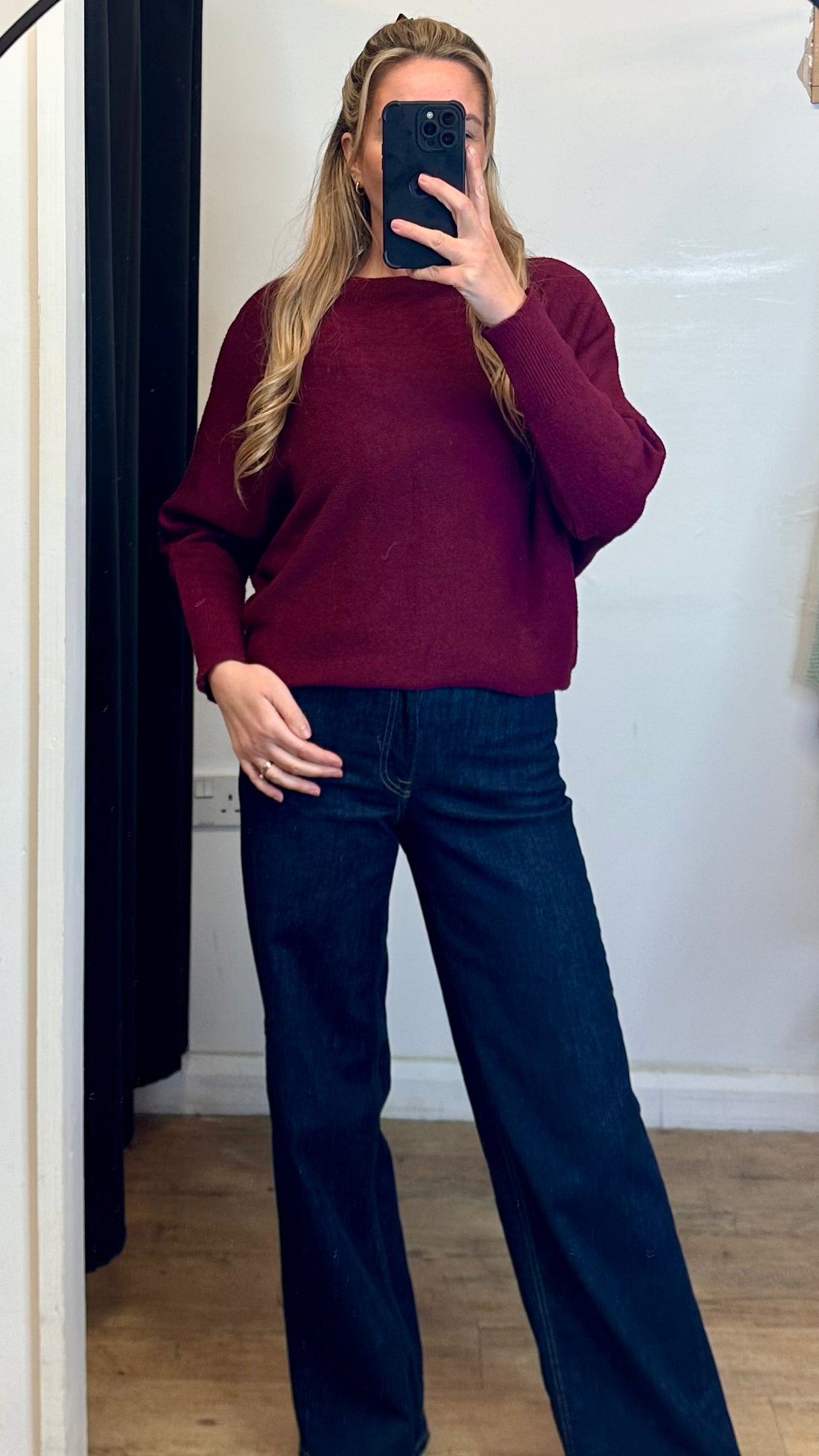 Burgundy batwing jumper