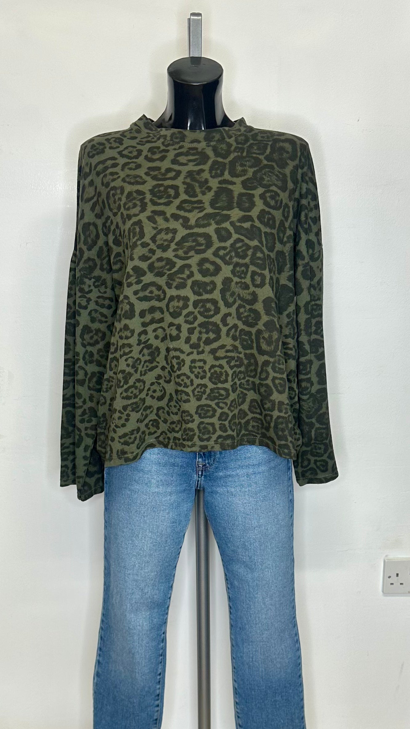 Leopard Print Top - Khaki Colour