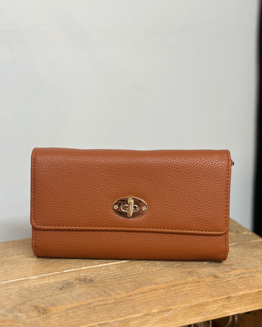 Clutch Purse with detachable strap - Brown Colour