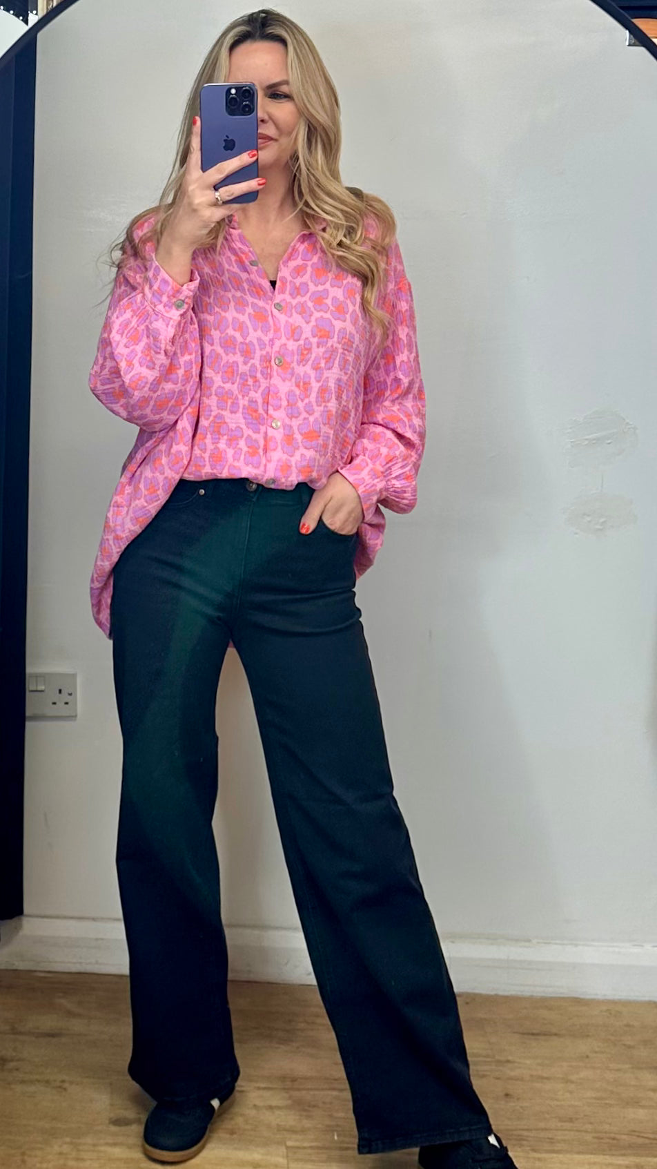 Pink leopard print shirt
