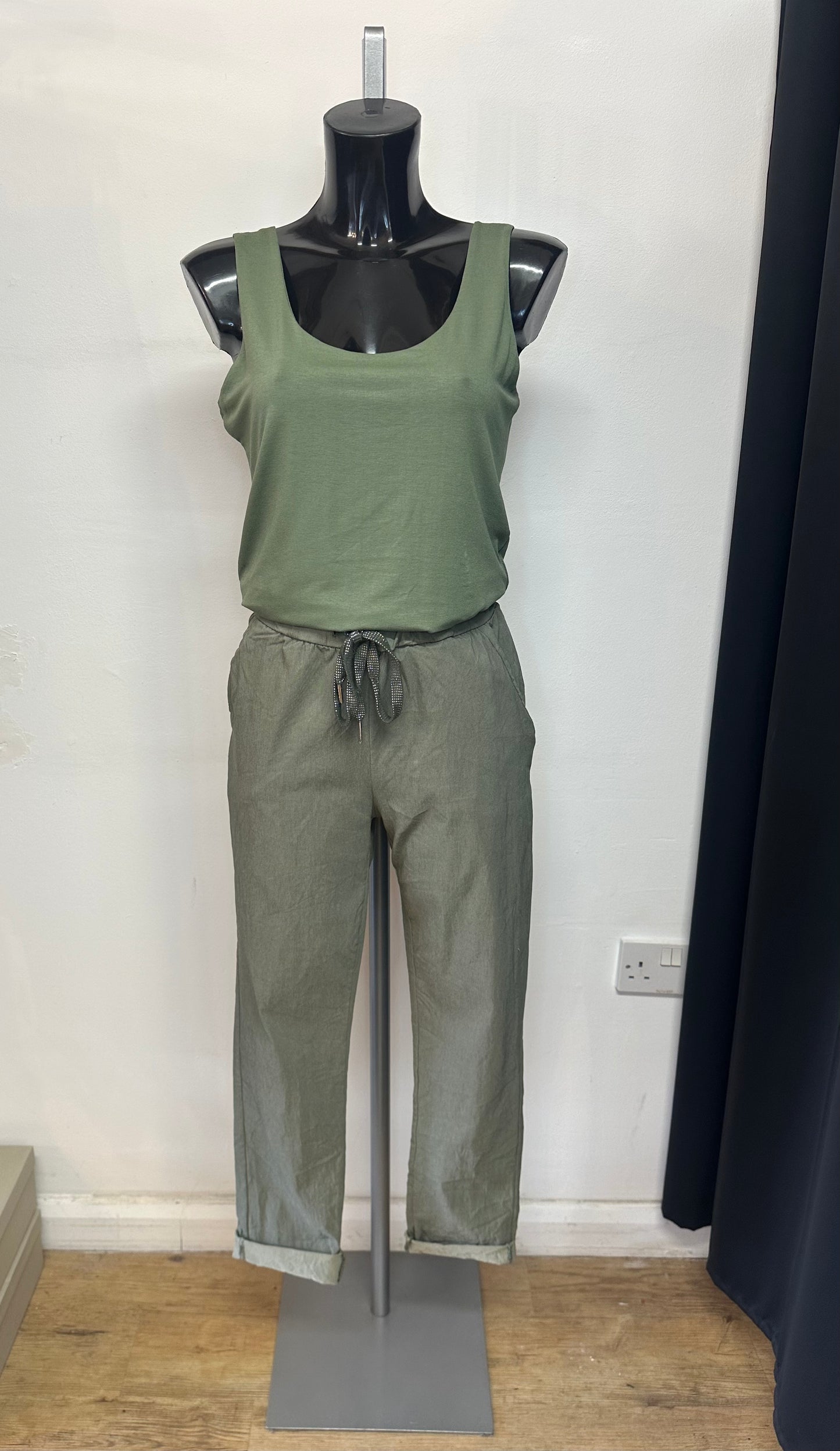 Khaki stretch trousers