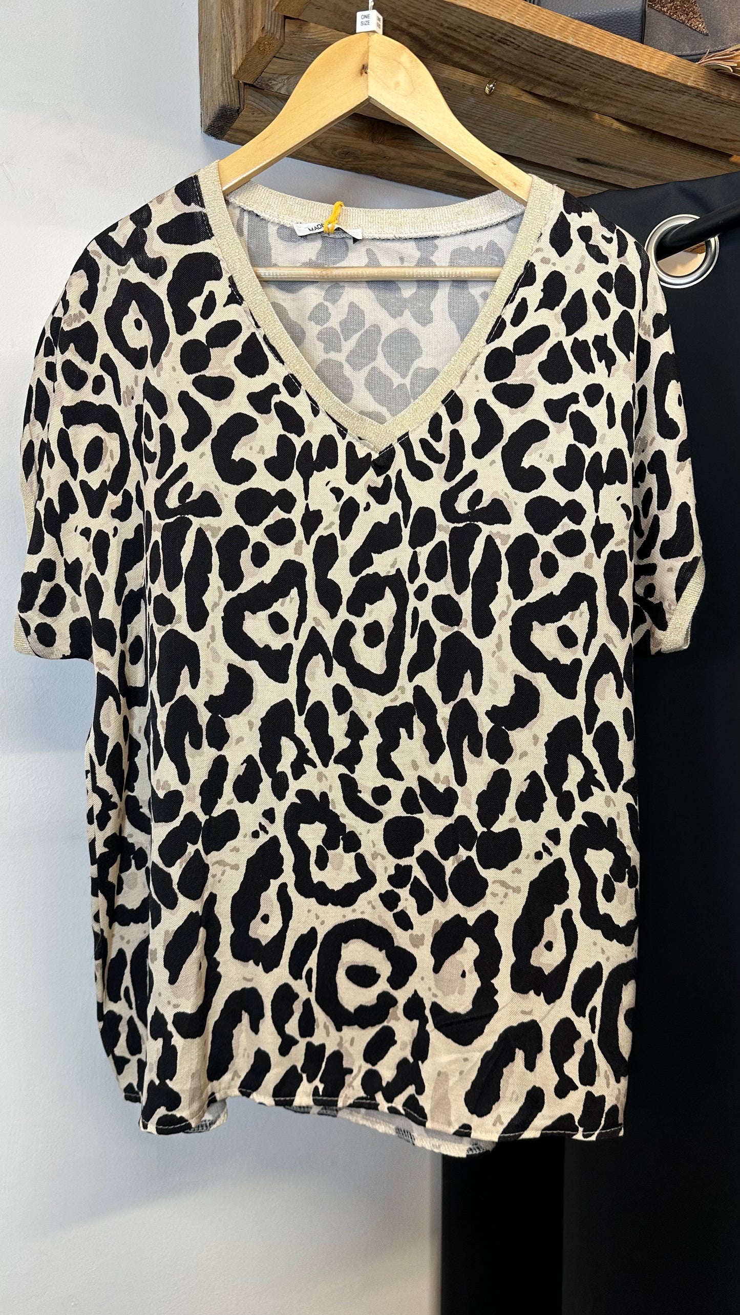 Animal Print Gold Trim Top