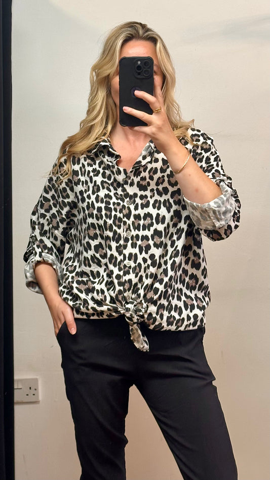 Animal Print Knot Shirt