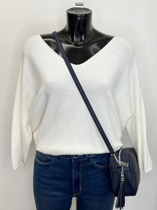 Navy crossbody camera bag - Silver hardware