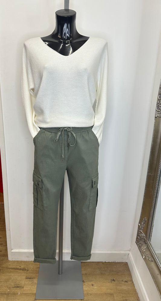 Khaki cargo trousers