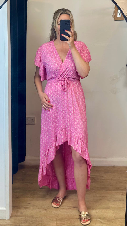 Pink frill hem dress