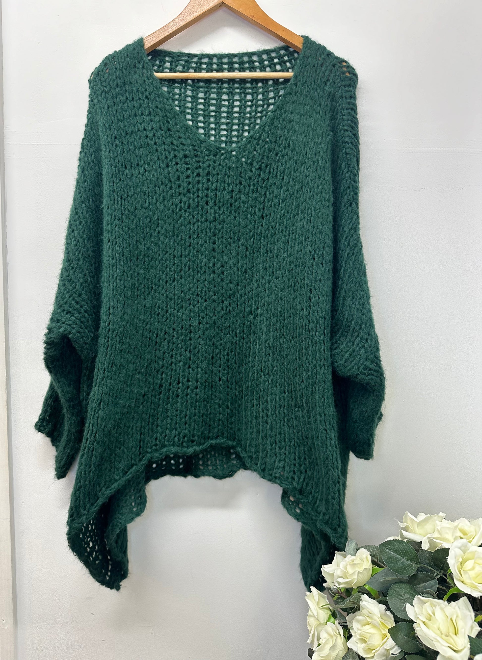 Green chunky knit jumper discount