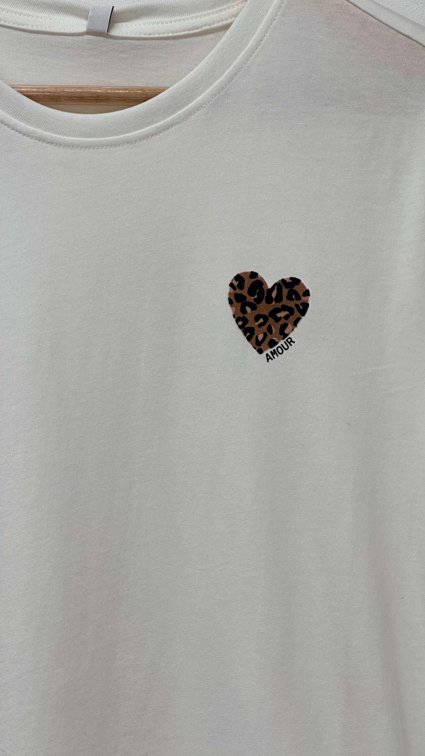 Animal Print Love Heart T-Shirt - White Colour