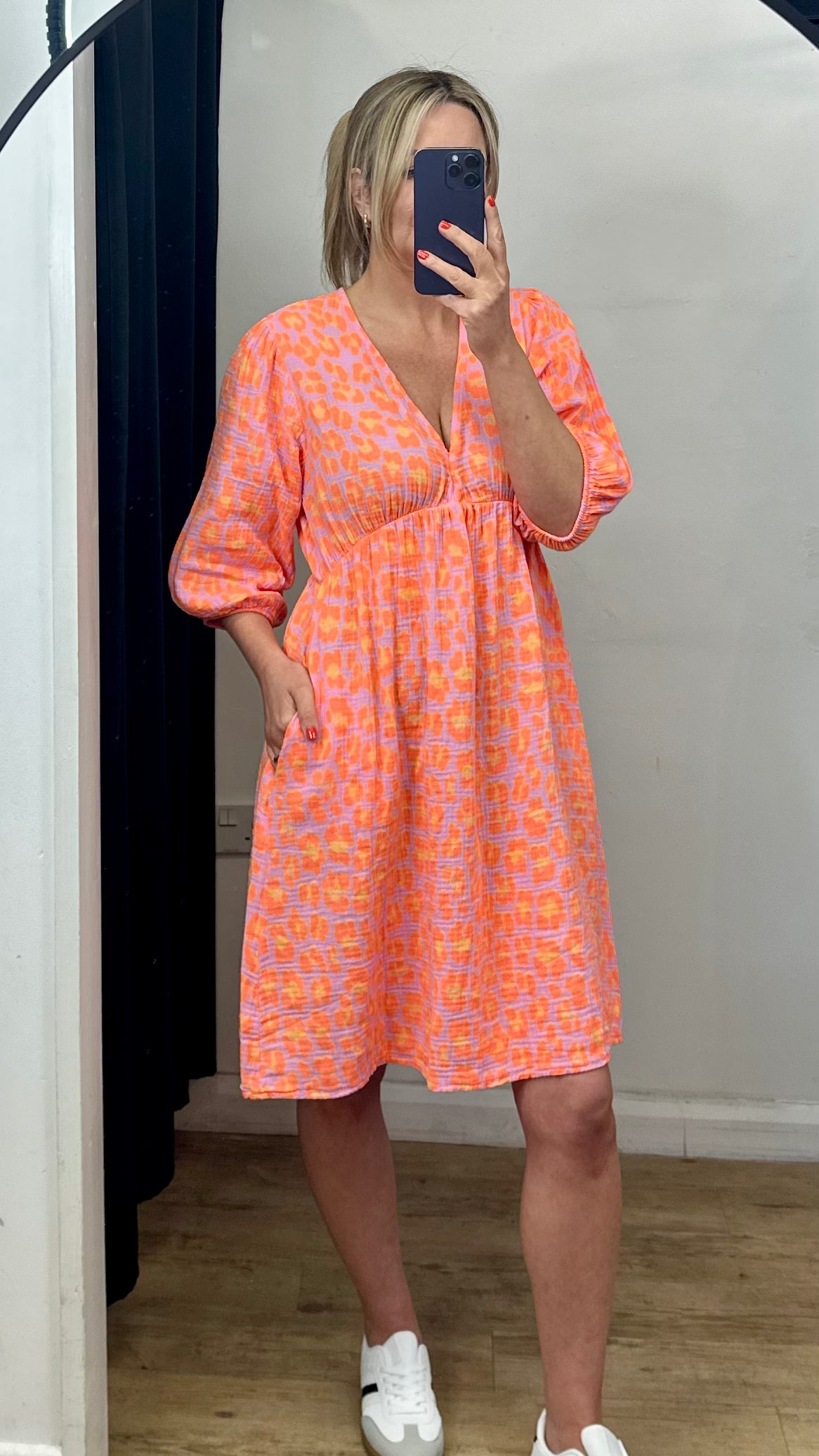 Orange animal print dress