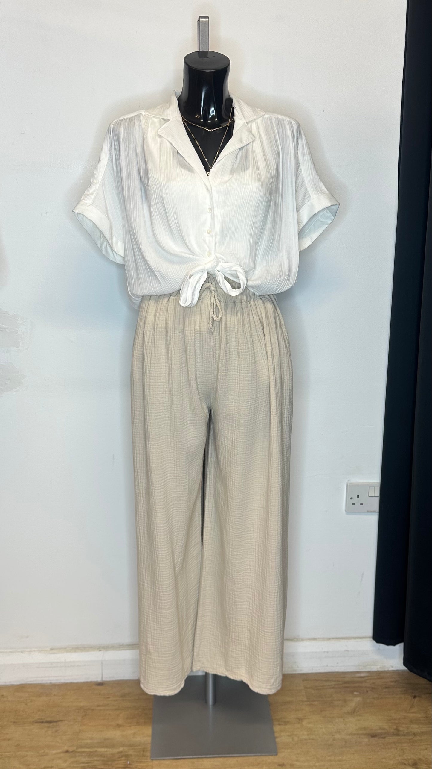 Cheesecloth Trousers - Beige Colour