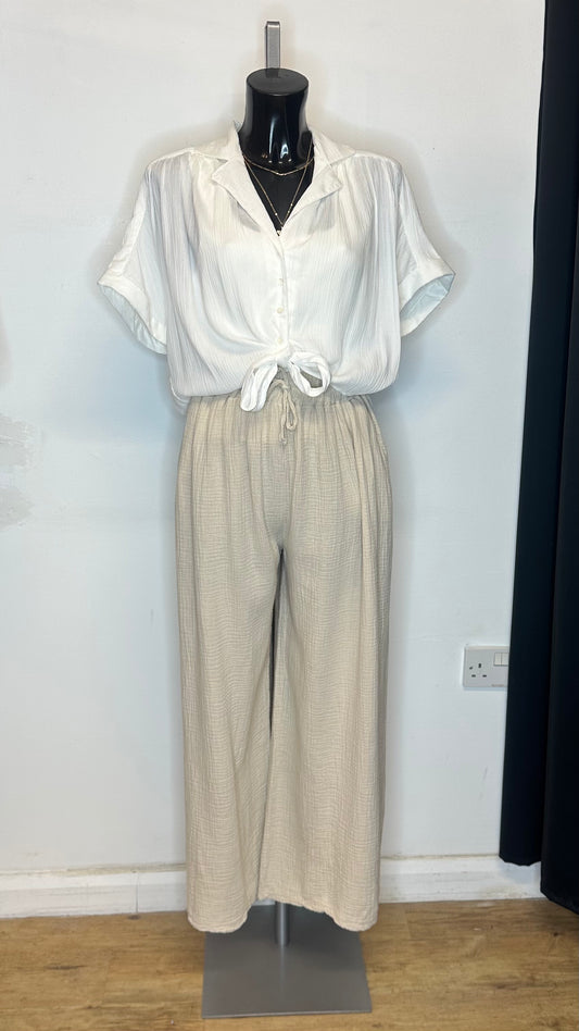 Cheesecloth Trousers - Beige Colour
