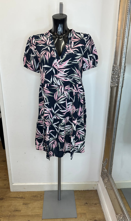 Navy & Pink tropical print dress