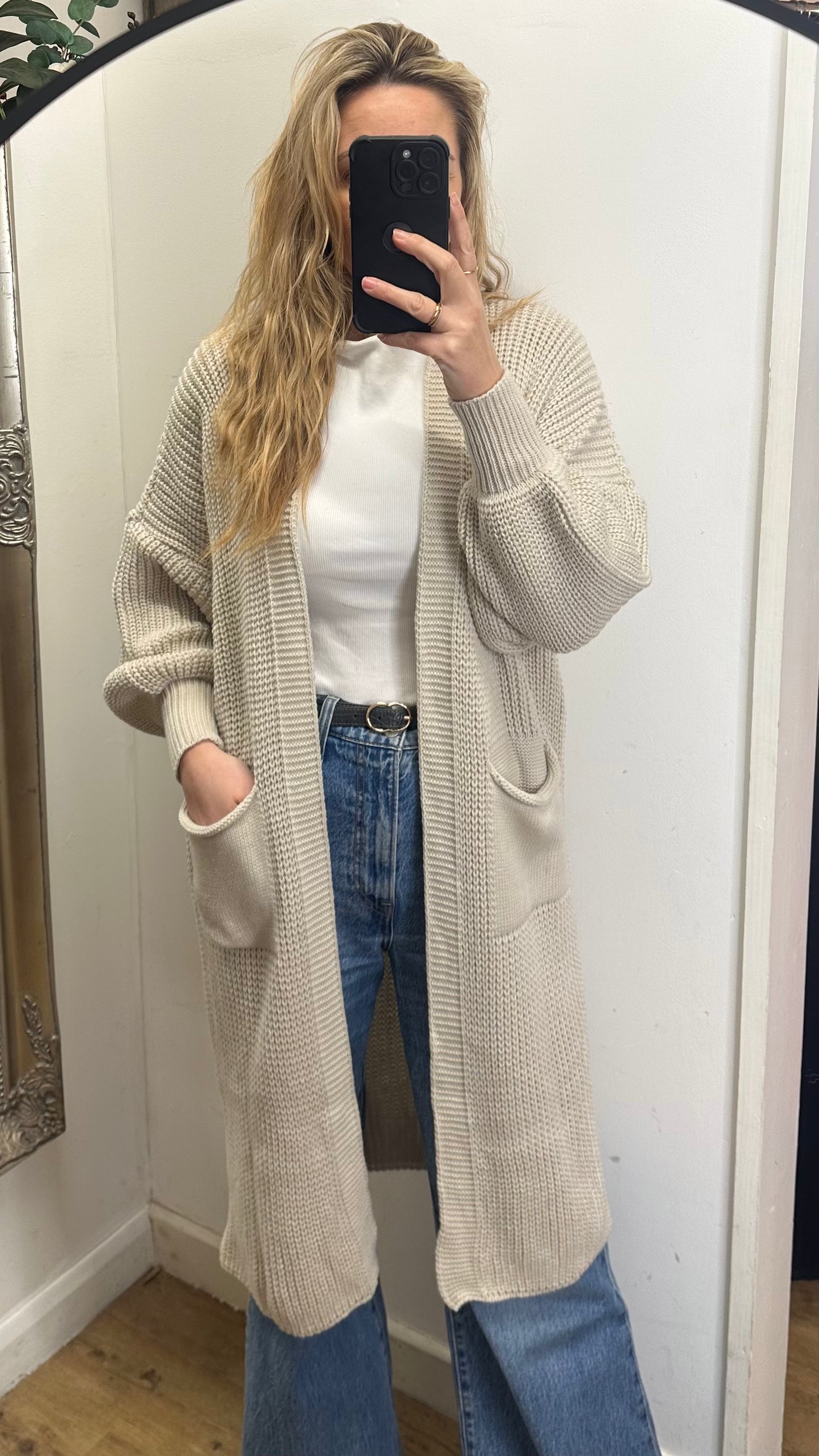 Cream Long Cardigan
