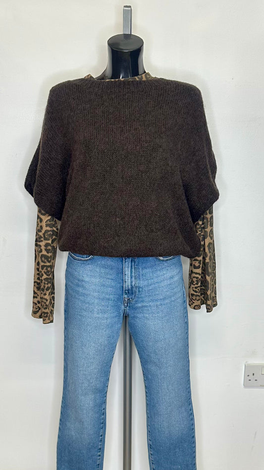 Short sleeve Knit - Brown