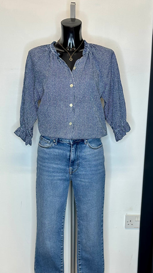 Navy Stripe 3/4 Sleeve Top