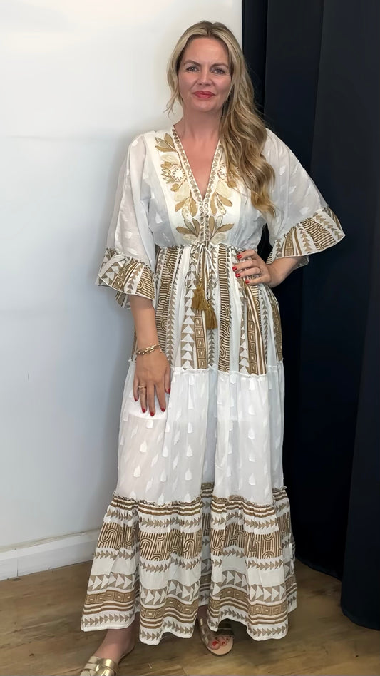 Cotton Maxi Dress - Neutral Colour