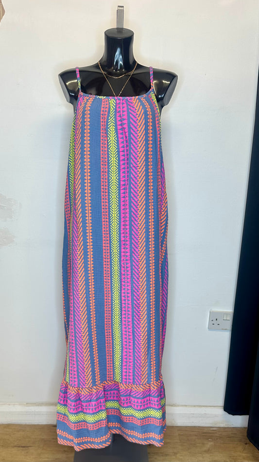Aztec Summer Maxi Dress - Blue Colour