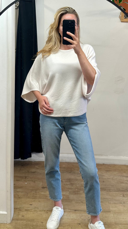 3/4 sleeve batwing soft knit - Cream colour
