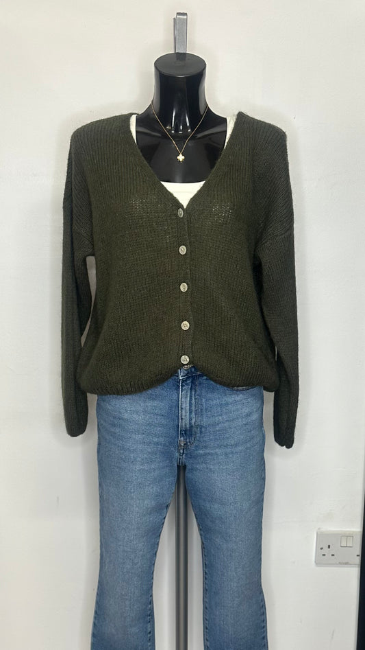 Mohair Cardigan - Khaki Colour