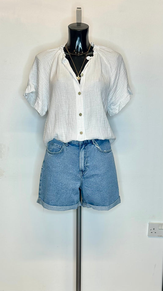 Cheesecloth Top - White Colour