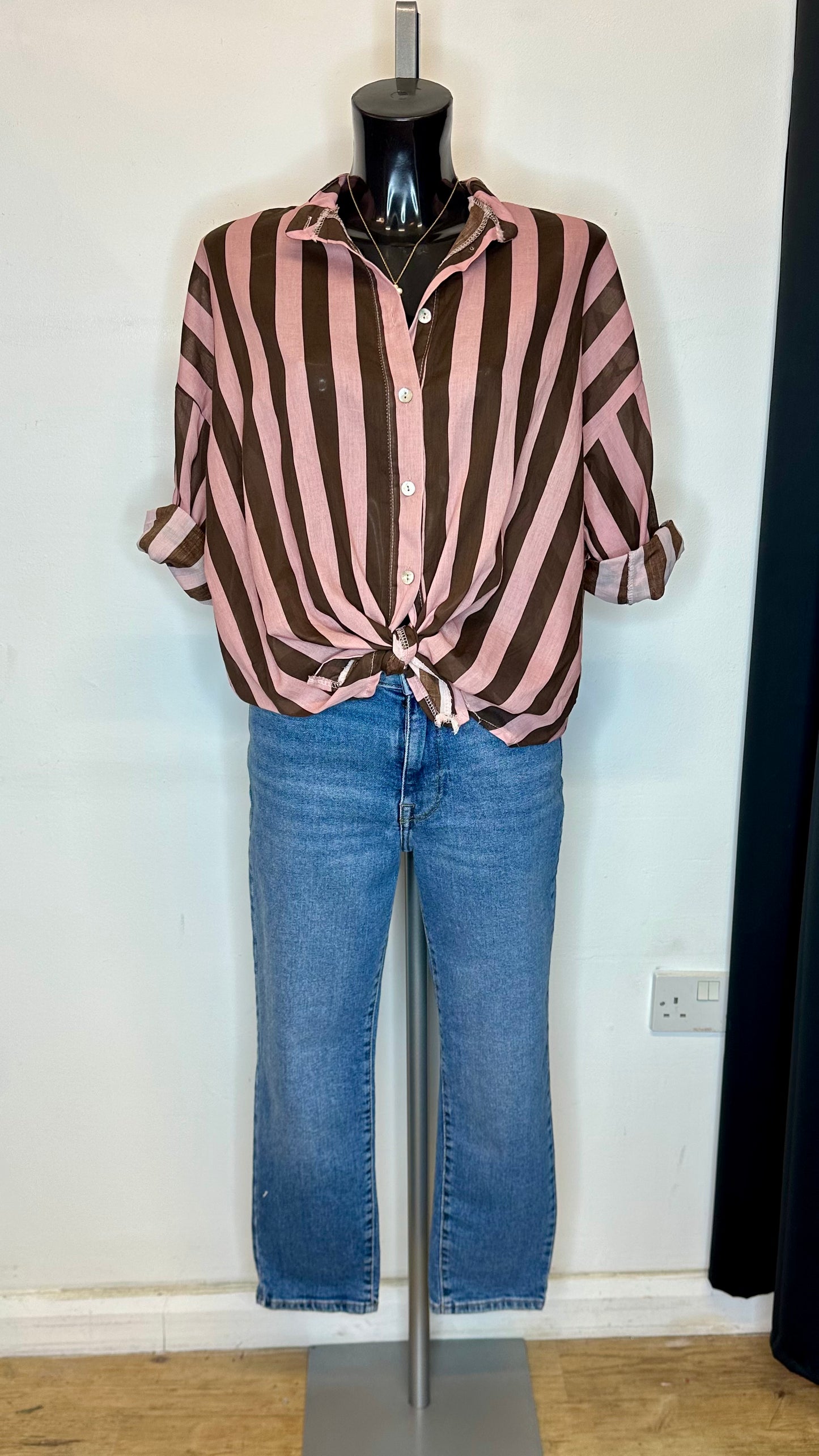 Stripe Shirt - Pink / Brown Colours
