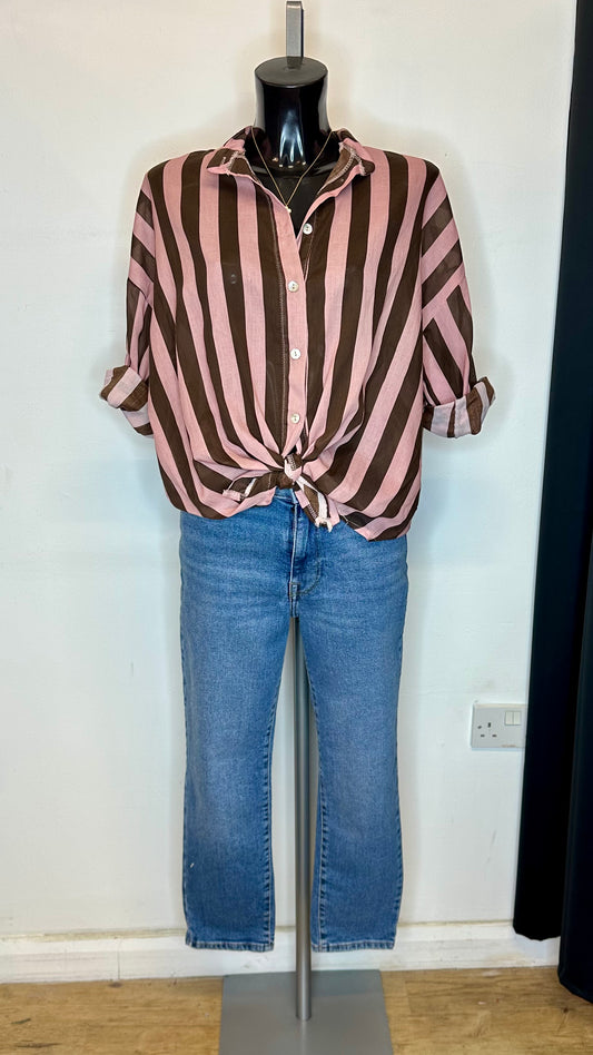 Stripe Shirt - Pink / Brown Colours
