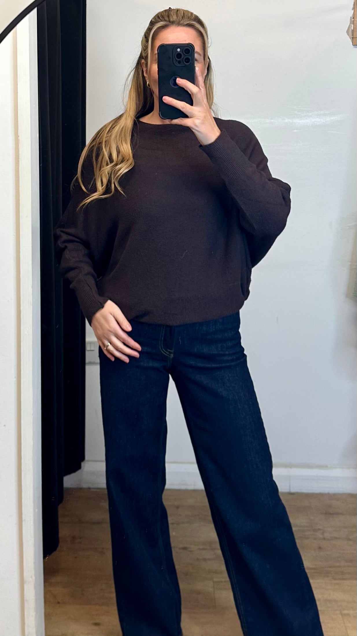 Brown batwing jumper