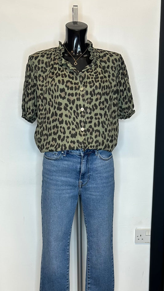 Animal Print Top - Khaki Colour