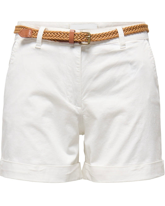 White Belted Shorts