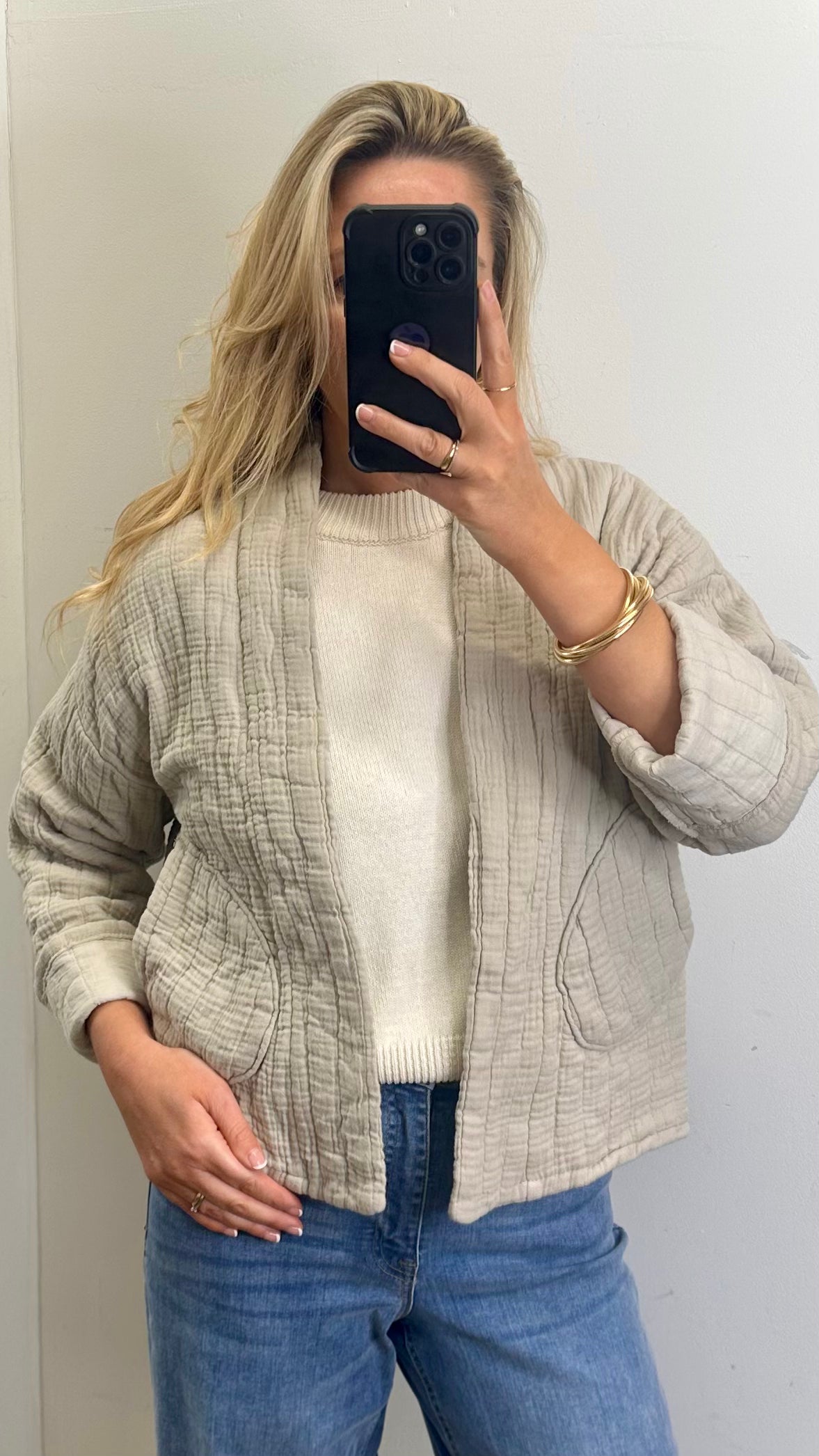 Quilted Jacket - Beige Colour