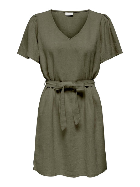 Khaki linen dress