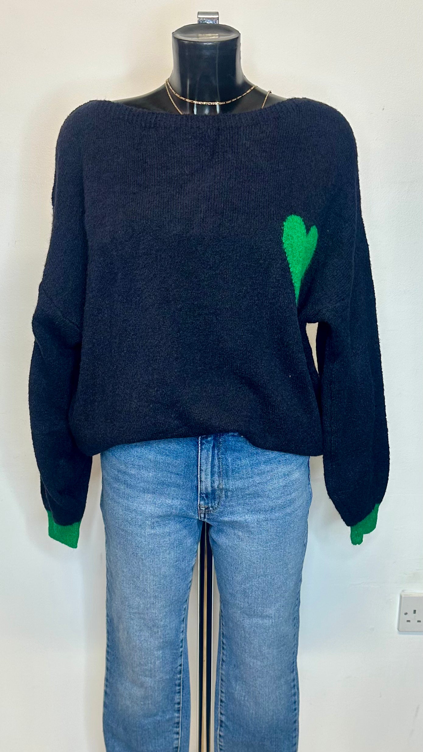 Love Heart Jumper - Navy Colour