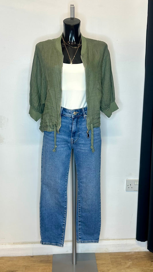Lightweight Linen Jacket - Khaki Colour